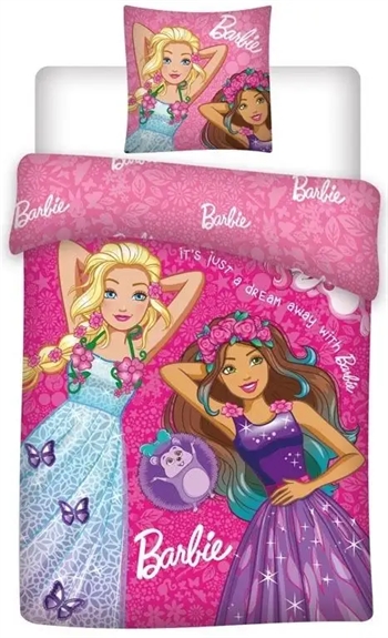 Billede af Junior sengetøj 100x140 cm - Barbie junior sengesæt - 2 i 1 design - 100% bomuld
